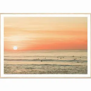 Vintage Surf Sunset Poster Minimal Coastal Beach Wall Art Y