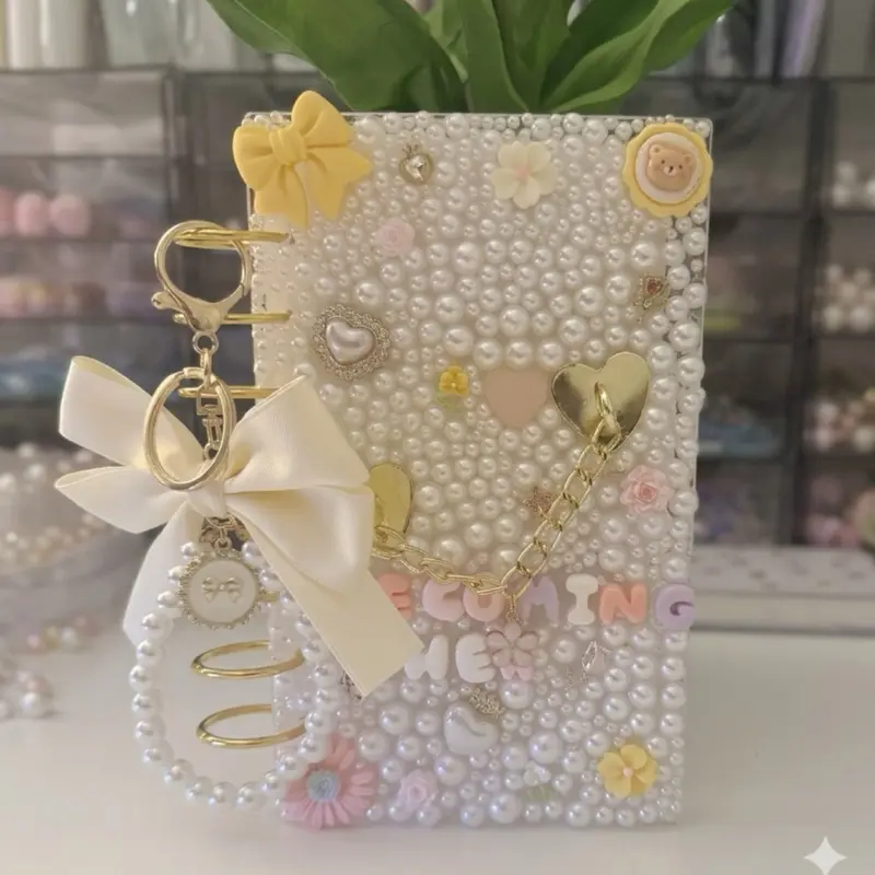 Becoming Her" Luxury Pearl 6-Ring Binder (Coquette Aesthetic) A6 Budget Cash