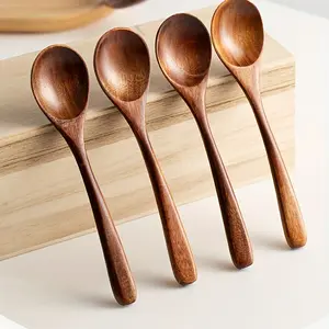 4pcs, Modern Reusable Wooden Spoons Set for Dinner, Coffee, Milk, and Dessert - Perfect for Parties and Kitchen Gadgets