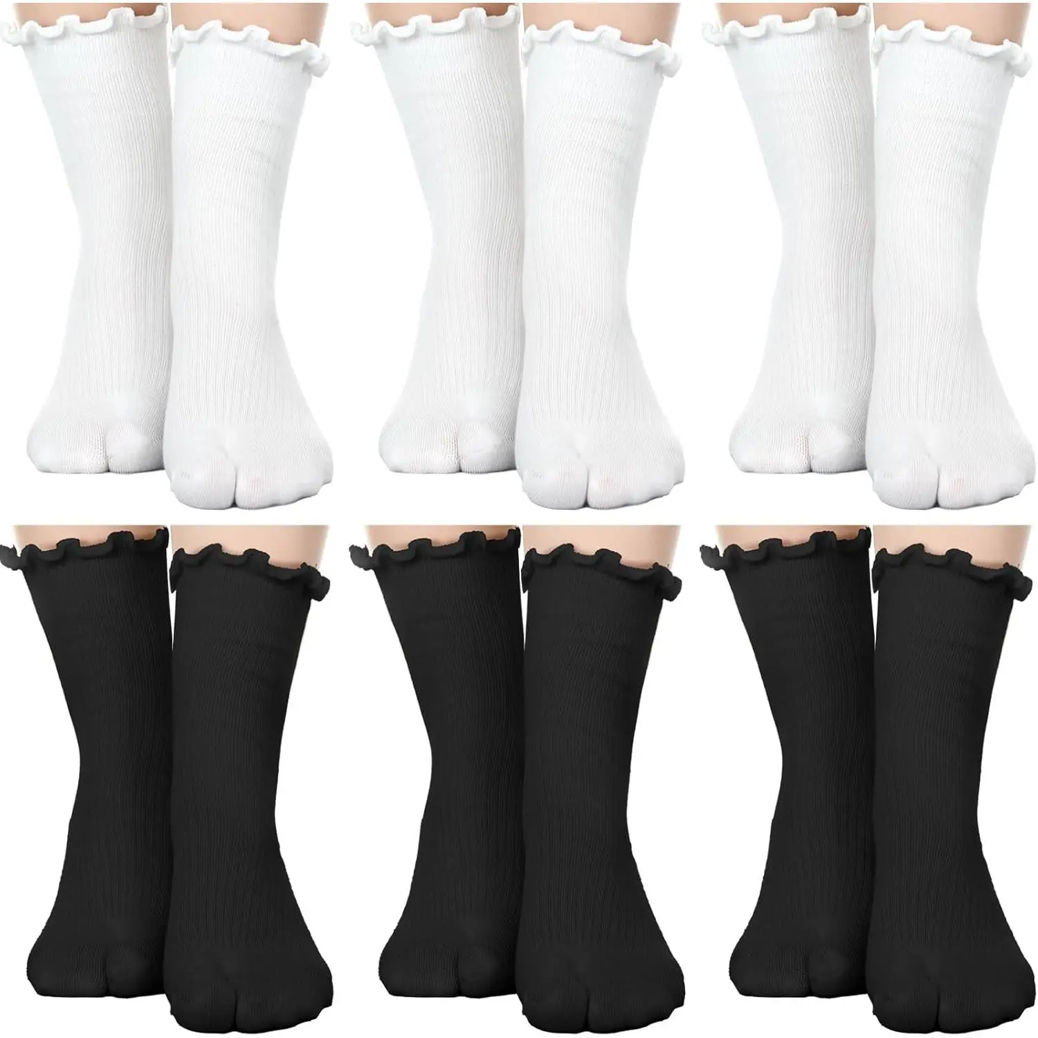 6 Pairs Tabi Split Toe Socks Frilly Tabi Cotton Sandal Socks for Men Women JinhuanXuan SHOP