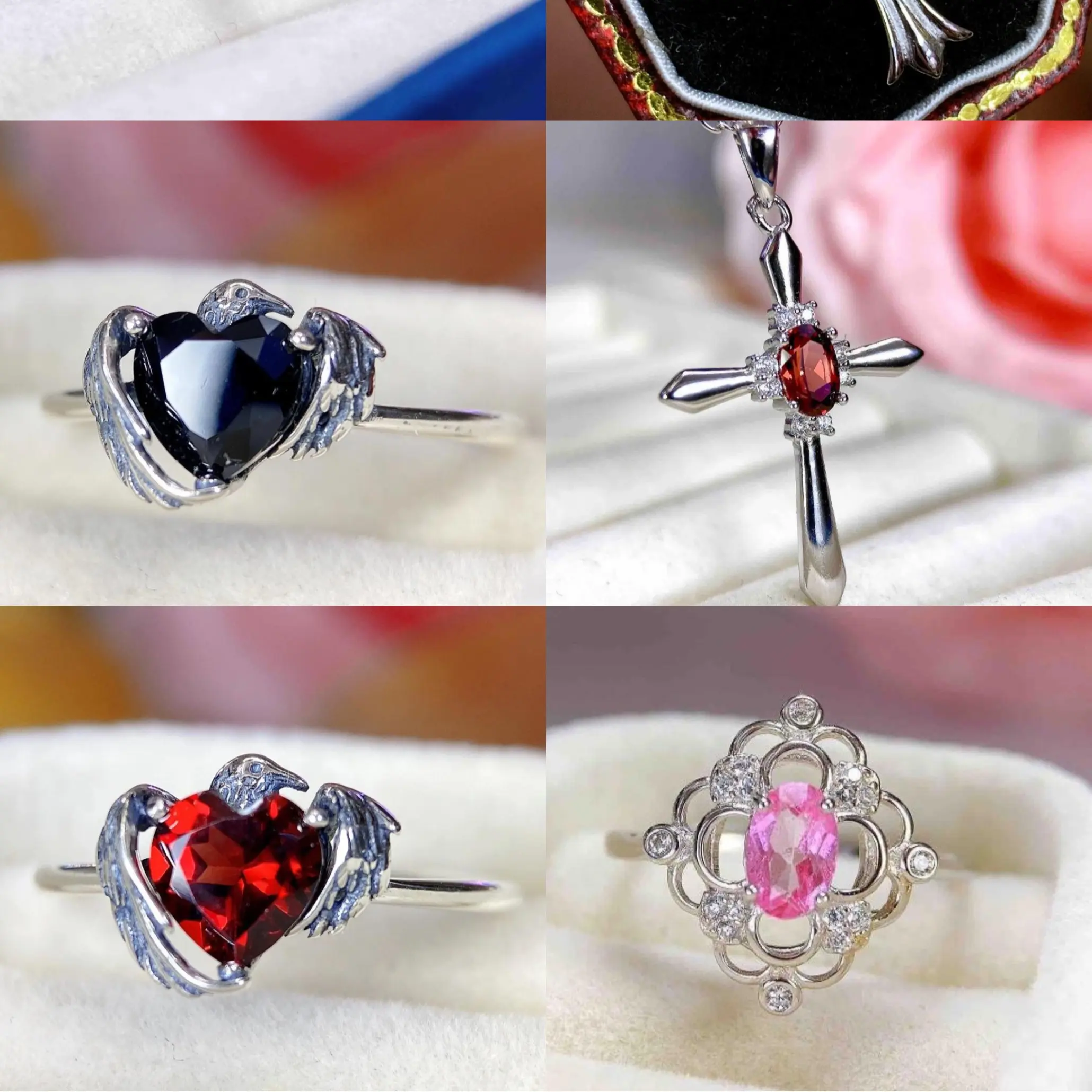 Natural crystal gemstone ring