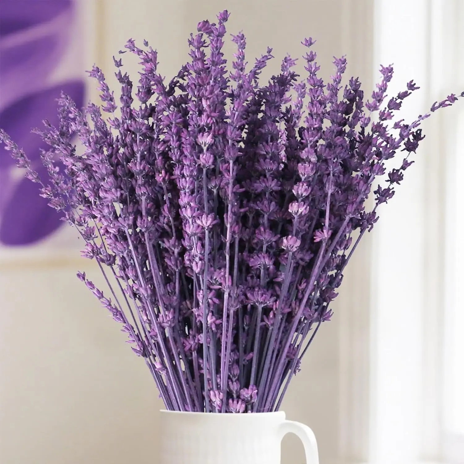 Fortunate Flowers 50/100/200+ Pcs Lavender Dried Dried Purple Lavender Flowers Bundle, Dried Lavender Stems, Lavender Bouquet - Preserved Dried Lavender Bundles, 15''-17" Made Form Fresh Lavender Plant Live Lavender Plants for Inside DIY Shower Weeding