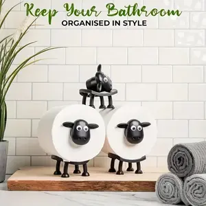 1count Lamb-shaped paper towel holder, sheep-patterned toilet paper holder - Fun paper towel holder set for standalone bathrooms - 3D-printed Black Sheep Toilet Roll Holder - Humorous storage for thin paper rolls - Cute bathroom decor