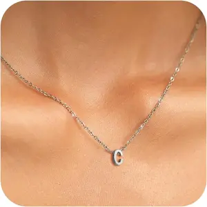 Initial Necklace for Women - Dainty 18K Gold Filled Initial Necklace Tiny A-Z Pendant Choker Necklace Trendy Cute Initial Letter Necklace Gold Jewelry Necklace for Women