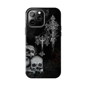 Gothic Cyber Sigil Cross Eyes SkullPhone Case Compatible with iPhone 17 16 15Pro, 14, 13, 12, 11, 8, XR Mini, Pro Max, Plus & SAMSUNG GALAXY 21 S22 S23 S24 25 ULTRA PLUS Accessories Protection unisex