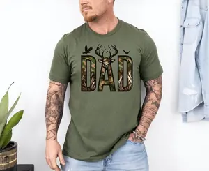 Hunter Dad Cotton T-Shirt, Graphic Deer Hunting Shirt, Best Buckin Dad Ever Shirt, Clothing For Father's Day, Trending Father Day, Men's Graphic Tees, Casual Outfit, Comfortable Menswear, Perfect Gift For Men, Mar31