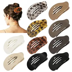 10 count Flat Hair Clips for Women - Large Matte & Tortoise Hair Claw Clips, 4.2 Inch  Hold Non-Slip Jaw Clips for Thick/Thin Hair, Neutral Leopard Hair Accessories for Daily Styling(Leopard)