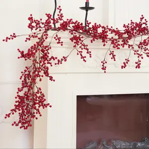 1pc 1.7m Fruit Vine Garland, 36-60 Heads, Winter Christmas New Year Decor, Living Room Party Staircase Hanging, Table Centerpiece, Home Ornament