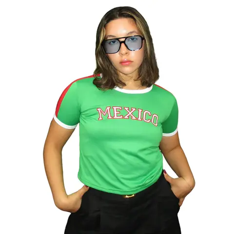 Mexico Y2K Top, Embroidered Mexico Top, Womenswear Top, Summer Slim Fit Mexico Top Casual Fashionable Top Tshirt