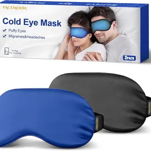 2PCS Cold Eye Mask - Cooling Eye Mask for Puffy Eyes, Cold Compress for Dark Circles, Tired Eyes, Headache, Migraines Relief - Reusable Gel Ice Pack, Weighted Sleep Mask((Black,Blue)