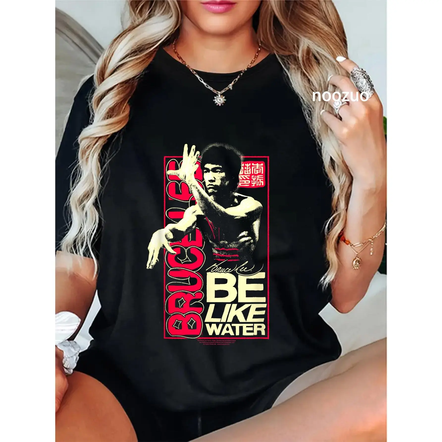 100% Cotton Bruce Lee Be Like Water Retro Martial Arts Poster T-Shirt