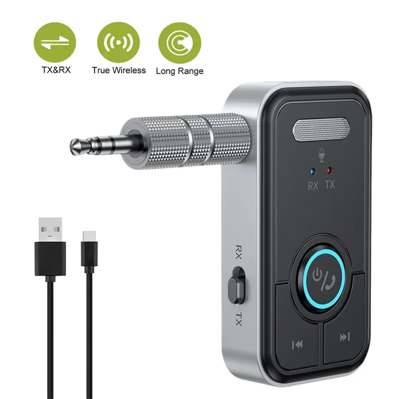 Bluetooth 5.4 Audio Adapter Wireless Transmitter and Receiver 2-in-1 Wireless Transmitter for TV & Headphones Gym Bluetooth Receiver for Car & Home Stereos