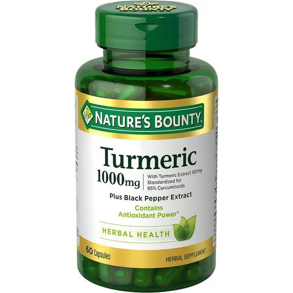 Nature's Bounty Turmeric with Black Pepper Extract, Supports Antioxidant Health, 1000mg, 60 Capsules