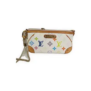 Pre-owned Louis Vuitton Multicolore coated canvas with natural vachetta leather trim Mini Bags Pochette Accessoires White Multicolore (white base with multicolor LV monogram) Very Good S014260416007