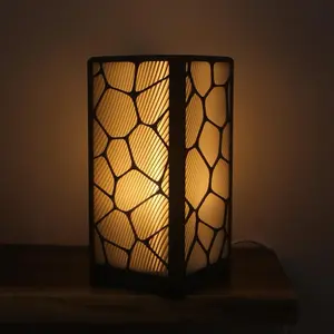 GlowFrame LED Ambient Mood Lamp - Dimmable, 3-Color Lighting, Custom Base & Shade Options, Modern Geometric Look Statement Piece with Unique Honeycomb Shape, PLA Plastic, USB Powered, Ideal Gift