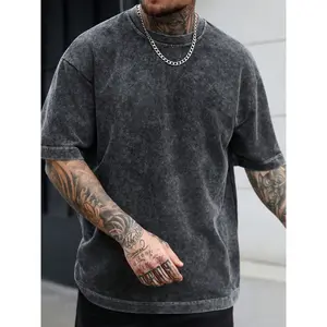 Men's summer round-neck half-short-sleeved neutral T-shirt, casual loose-fitting pure color street style comfortable top, basic men's pure color T-shirt