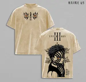 Akaza Upper Rank 3 Graphic Tee, Vintage Washed Oversized Shirt, Manga Villain Demon Slayer Cotton T-Shirt