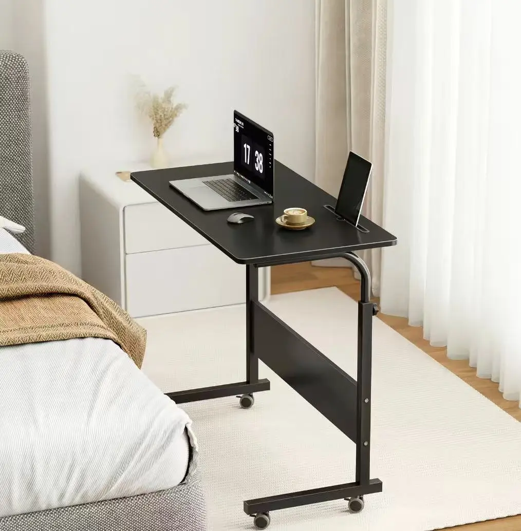 Table - Mobile with Wheels Height-Adjustable Side , Eco MDF & Metal, for Home & Office