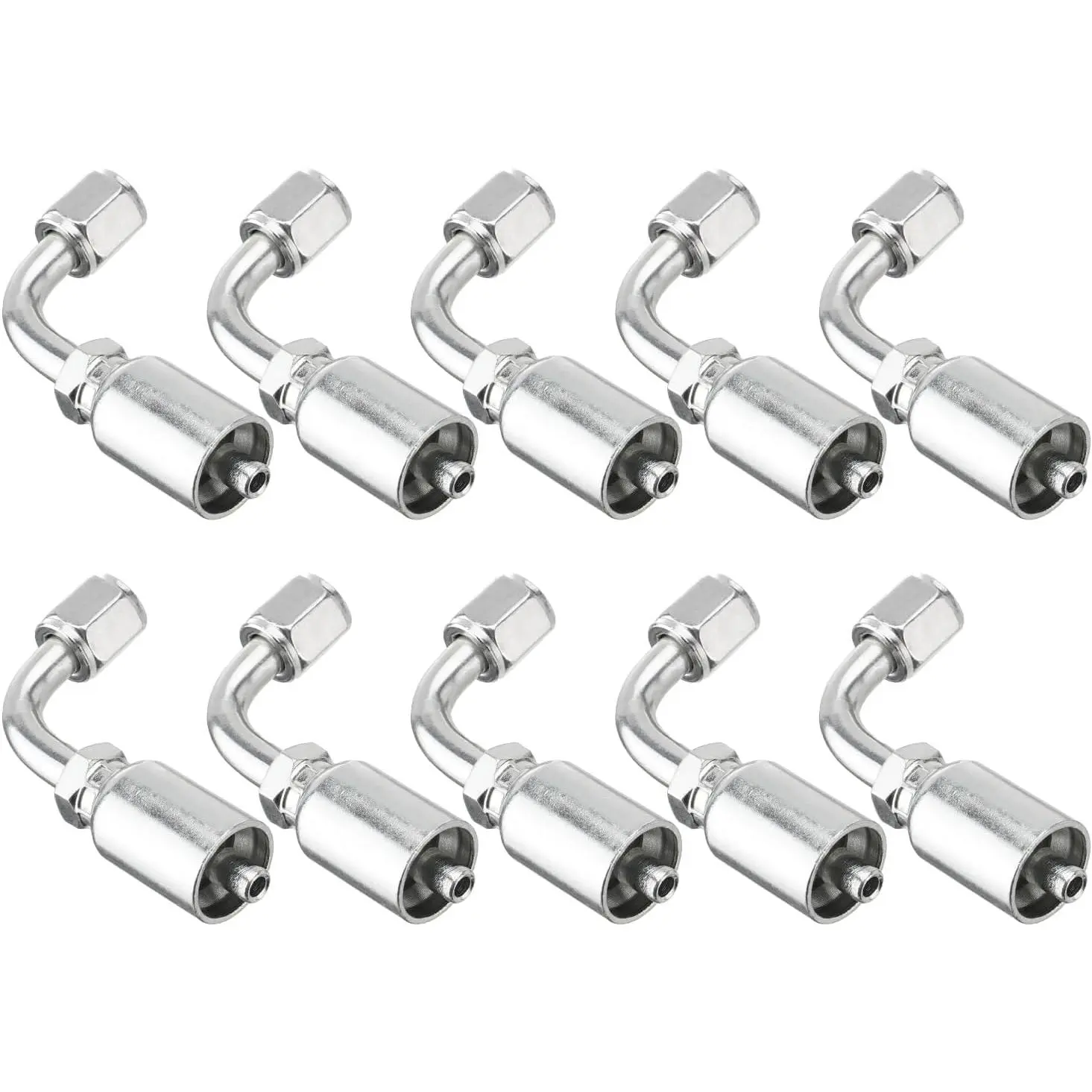 10 PCS 90 °   Hydraulic Hose Fittings, for 1/4" Hose x 1/4" JIC 37 °   Female 90 °   Hydraulic Hose End Elbow Crimp Fitting
