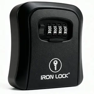 Iron Lock Wall Mount Key Lock Box Medium, Combination, Outdoor (Black)