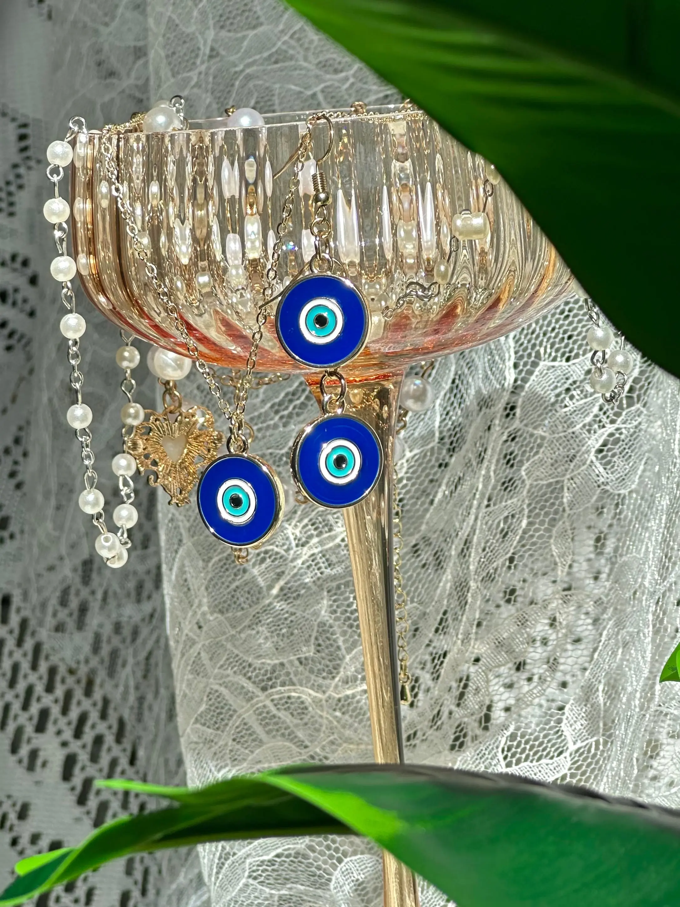 Nazar Amulet Necklace & Earrings set (Reversible)