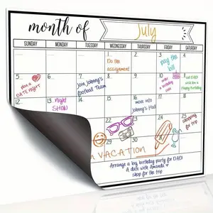 Magnetic Whiteboard Calendar with Free Magnetic Pen, Erasable Surface, Refrigerator Planning Board, Monthly Weekly Daily Schedule