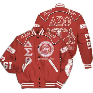 Sorority Spirit DST Varsity Coat, Red White 1913 Personalized Letterman, Premium Delta Sigma Theta Sisterhood Gift, All Over Print Greek Style