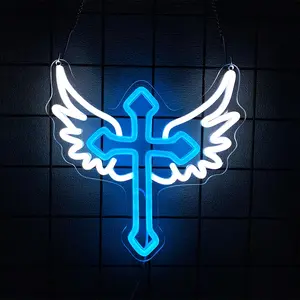 Cross Neon Sign  Jesus Neon Light Sign for Wall Decor Signs for Church Wedding Home Bedroom Party Merry Christmas Easter Christian Gifts