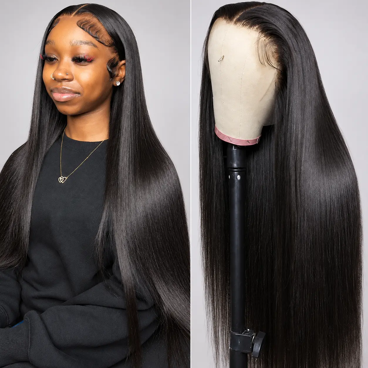 Bling Hair Bone Straight Lace Front Wig Human Hair 13x6 13x4 180% Density Pre-Plucked Baby Hair Natural Black Bling Hair Bone Straight Lace Front Wig Human Hair 13x6 13x4 180% Density Pre-Plucked Baby Hair Natural Black