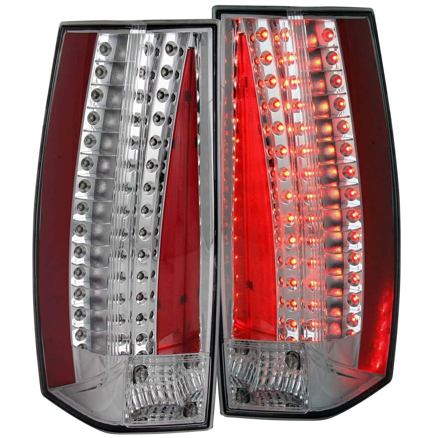 LED Tail Light Set with Chrome Finish, Plug-and-Play Truck Tail Lamps for Cadillac Escalade 07-14 / Hybrid 09-13, Led Lights
