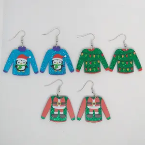 #538 Various Glitter Christmas Sweater Earrings- Stainless Steel Hooks- Casual Christmas Jewelry