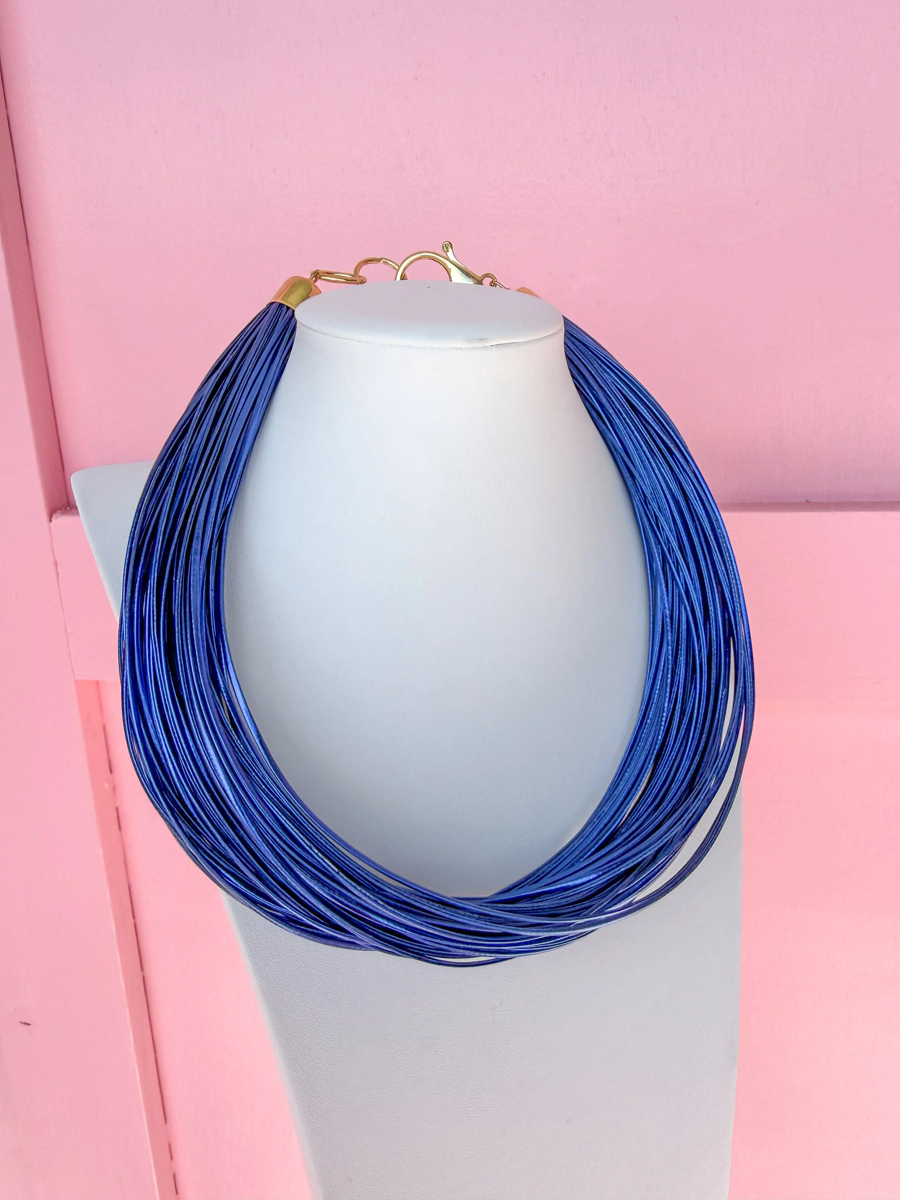 Leatherette Multi Strand Necklace - Royal Blue