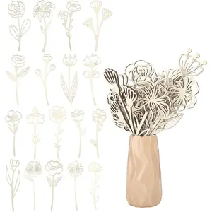 36 Pcs 10 Inch Wooden Wildflower Decor Set Wood Flowers Cutout Signs Wildflowers Stems Laser Cut Flowers for Home Birthday Holiday Art DIY Decoration