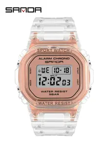 Sanda Student Sports Watch, Multifunctional Triple Time, Waterproof, Luminous, Shockproof, Digital Display, Ideal Gift for Teens