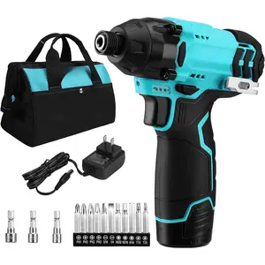 12V Cordless Impact Driver, 1/4" Electric Impact Driver with 11 count  Bits, 3 count Nut-driver Bits, Variable Speed(0-2400RPM), LED Light, Tool Bag,  and Charger Included