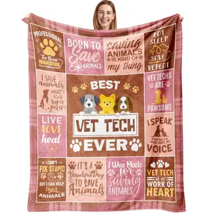 1PC vet gift blankets, vet tech gifts, vet tech week gifts, vet tech gifts for women, national vet tech week gifts, Plaid Pattern Blanket