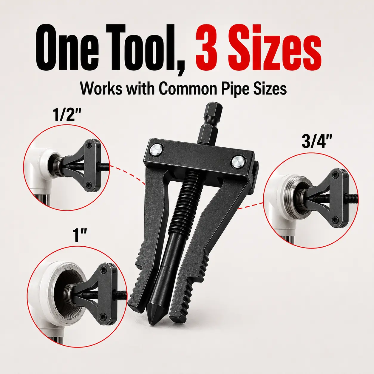 3-in-1 Broken Pipe Extractor Tool, 1/2" 3/4" 1" Internal Pipe Nipple Remover, Heavy Duty Plumbing Repair Tool for Faucet & Angle Valve