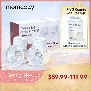 Momcozy   Hands-Free Breast Pump S12 Pro, Wearable & Portable Pump with Soft DoubleFit Flange, 3 Modes | 9 Levels Double Electric Pump, Smart Display, 24mm,A Pumping System