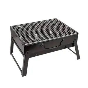 Portable Charcoal BBQ Grill Foldable Stainless Steel Mini Grill for Camping Picnic Beach Outdoor Cooking