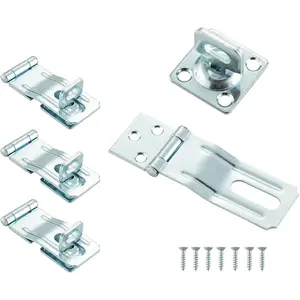 3-1/2" Swivel Staple Safety Hasps, Gate Door Hasp Latch with Twist Knob, Padlock Clasp Lock Hasp for Fence, Gate, Cabinet, 4 Pack