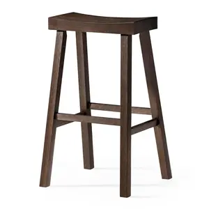 Maven Lane Vincent Wooden Rustic Aesthetic Kitchen Bar Stool, Antiqued Brown Finish