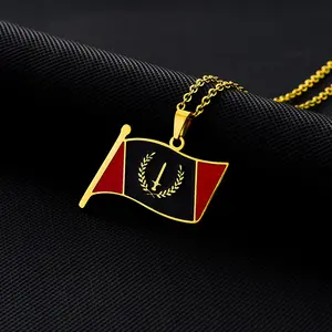 Creative map necklace American black flag pendant necklace male and female couples versatile sweater chain accessories world map necklace