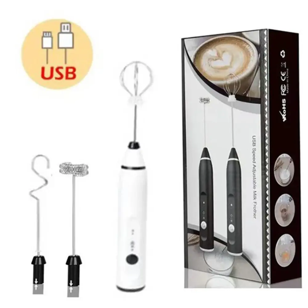 Electric Milk Frother Double Whisk Handheld Coffee Foam Mixer USB Rechargeable Electric Milk Frother Double Whisk Handheld Coffee Foam Mixer USB Rechargeable