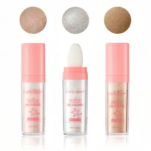 Shimmering Highlighter Powder With Soft Makeup Sponge Head, Body Glitter,Shimmer Face Highlighter Powder&Blush Stick, Body Highlighting Cosmetics,Nose Contouring & Facial Highlighting Powder Stick for Party Cosmetic Beauty Product