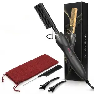 Premium Ceramic Hot Comb Set - Salon-Grade Anti-Scald Hair Straightener, Plastic Smoothing Straightener for Black Girls' Edges & Wigs