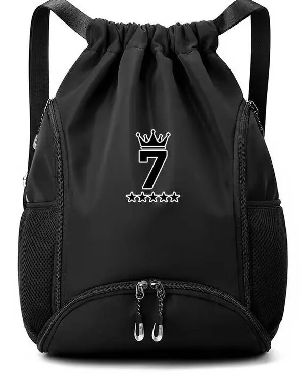 Soccer Star Number 7 24L Water-Repellent Nylon Multi-Functional Backpack for Sports Enthusiasts, Number Graphic Backpack with Large Capacity, Shoe Compartment & Fitness Storage Design, Number Graphic Backpacks, Adults