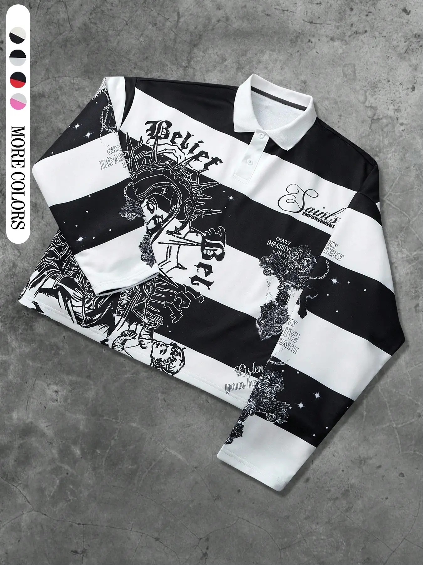 Men's Long Sweatshirt, Striped Cross Design, Casual Loose Fit, Long Sleeve, Spring Fall Outdoor Party, Trendy Streetwear