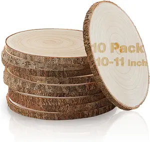 Set of (10) 10-11 Inches Large  Slices,  Centerpieces for Tables,  Slices for Centerpieces, Unfinished  Rounds for Wedding,  Shower, Party,  Paulownia Wooden Slabs