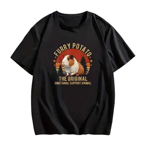 "Furry Potato" Retro Guinea Pig T-Shirt – Fun Unisex Summer Top with Short Sleeves