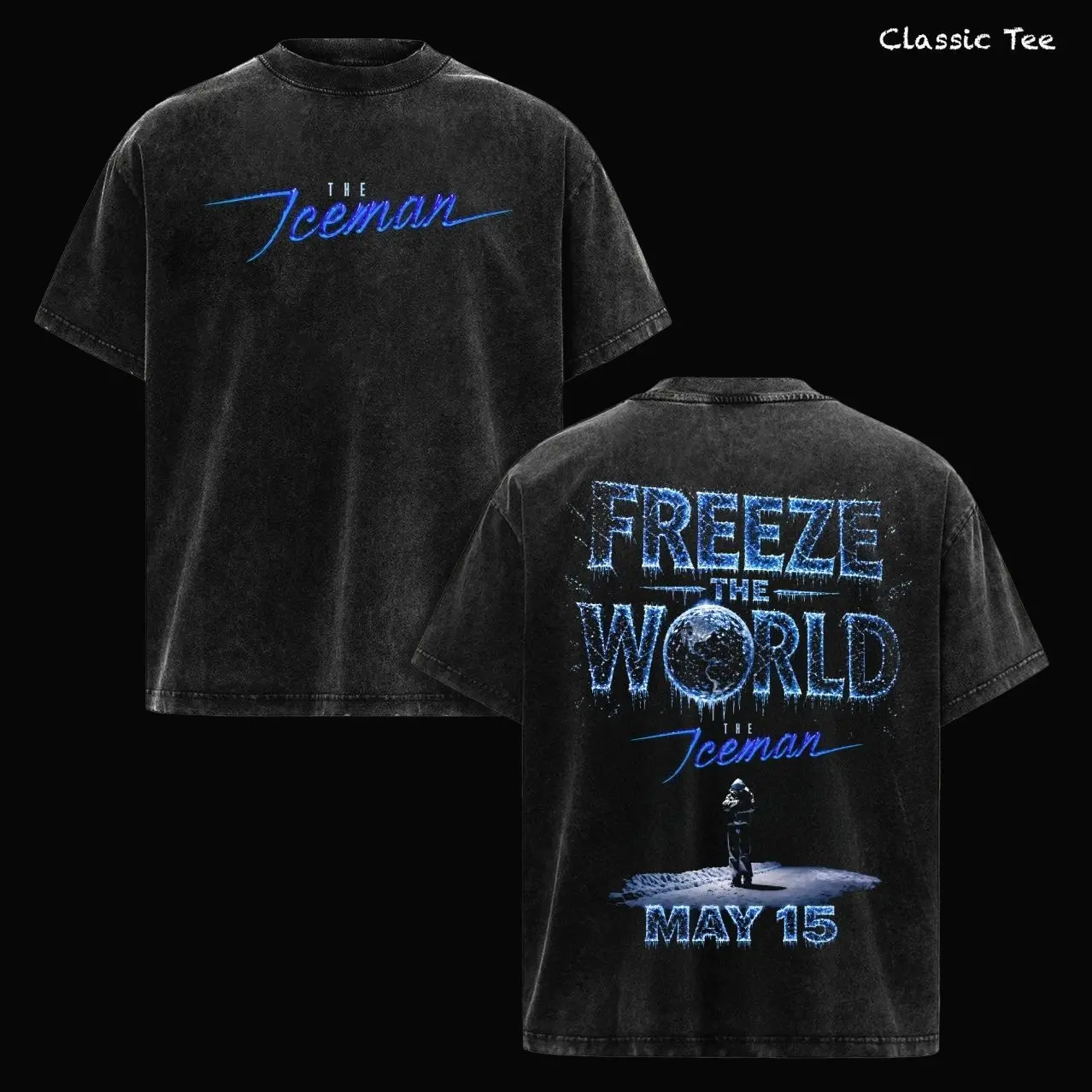 Drake The Iceman Freeze The World Tee, 2026 Album Inspired Vintage Washed Graphic T Shirt, Blue Ice Back Print Oversized Streetwear, Heavyweight Cotton Hip Hop Rap Fashion Shirt Gift For Men Women, Vintage Shirt, Gift for fan, Y2k Styles 31R